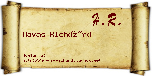 Havas Richárd névjegykártya