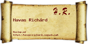 Havas Richárd névjegykártya